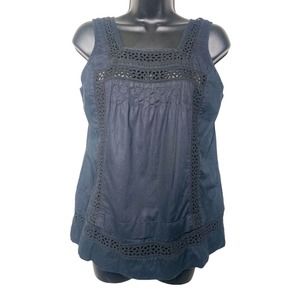 Gap Black Sleeveless Top Women Size Medium Lined, Crochet &‎ Ruffle Bottom